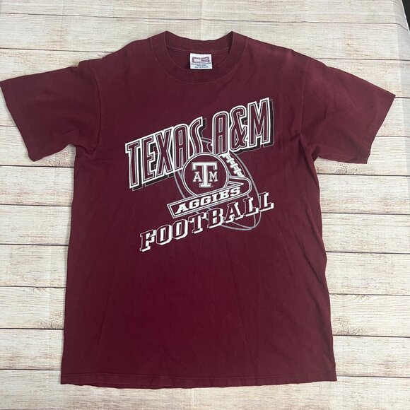 Texas A&M Aggies Football T-Shirt Medium Maroon Crable Sportswear Cotton Tee - Picture 9 of 9